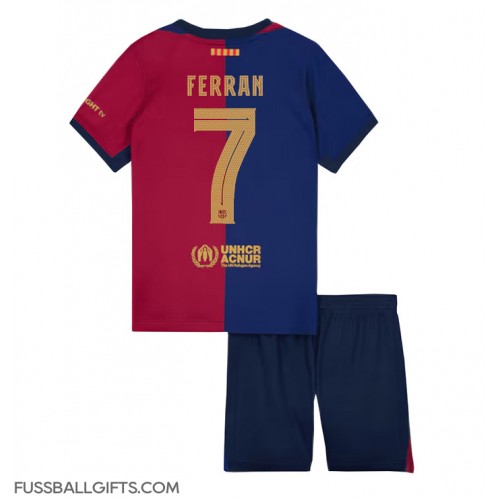 Barcelona Ferran Torres #7 Fußballbekleidung Heimtrikot Kinder 2024-25 Kurzarm (+ kurze hosen)